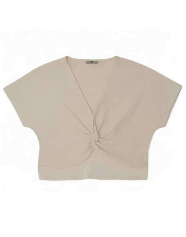 Zara Damebluse Top UK 14 Medium White Polyester