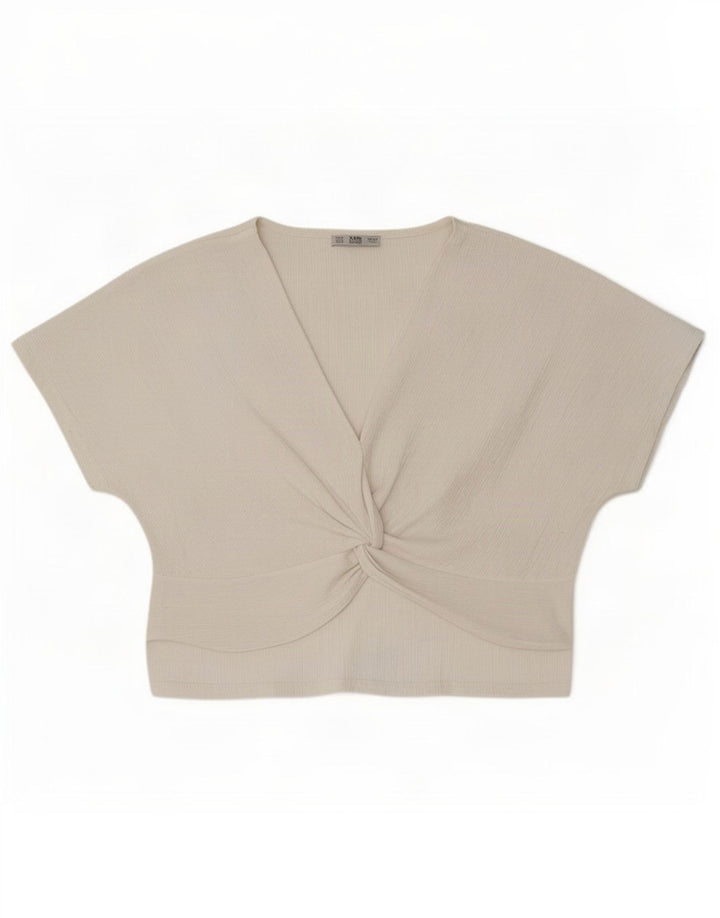 Zara Damebluse Top UK 14 Medium White Polyester