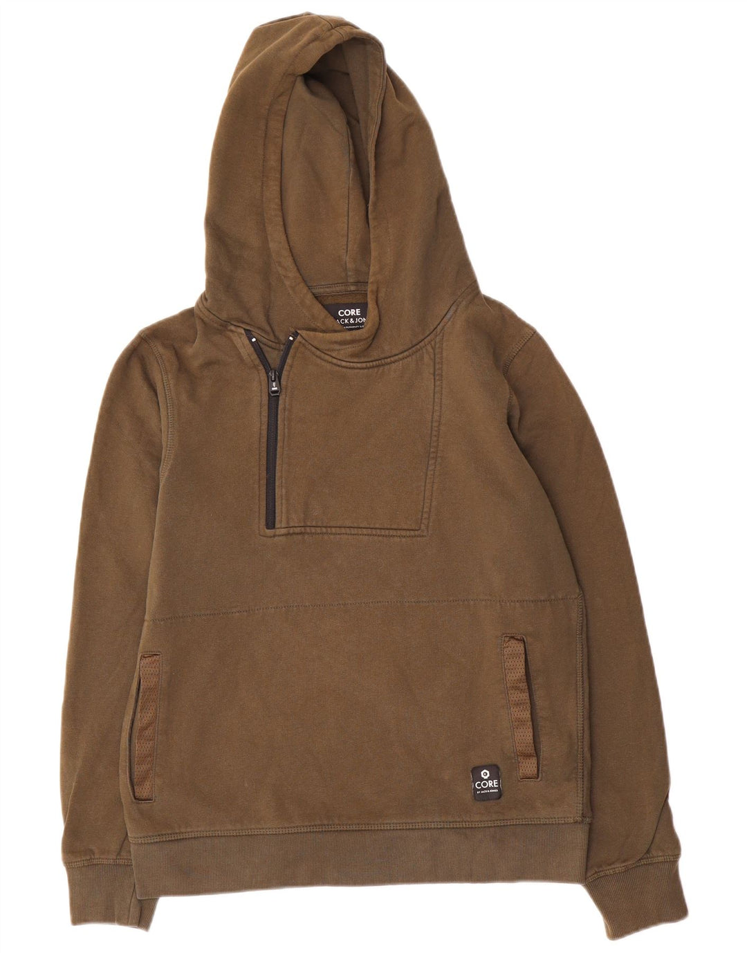 Jack & Jones hættetrøje med lynlås til mænd Medium Khaki Bomuld