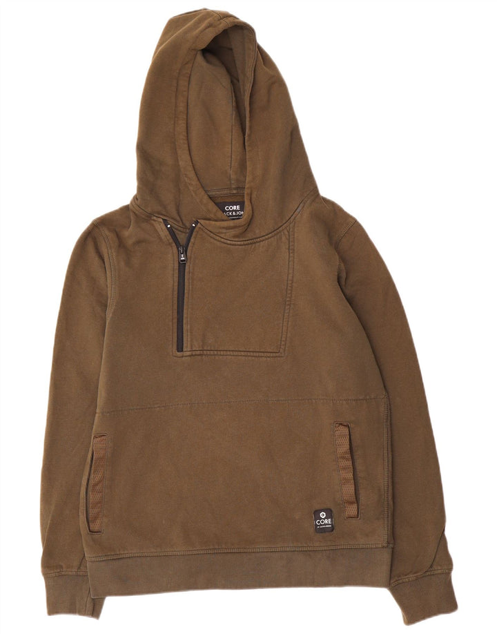 Jack & Jones hættetrøje med lynlås til mænd Medium Khaki Bomuld