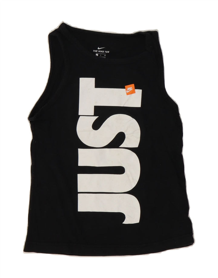 NIKE Boys Graphic Vest Top 8-9 Years Small Black Cotton Vintage Nike and Second-Hand Nike from Messina Hembry 