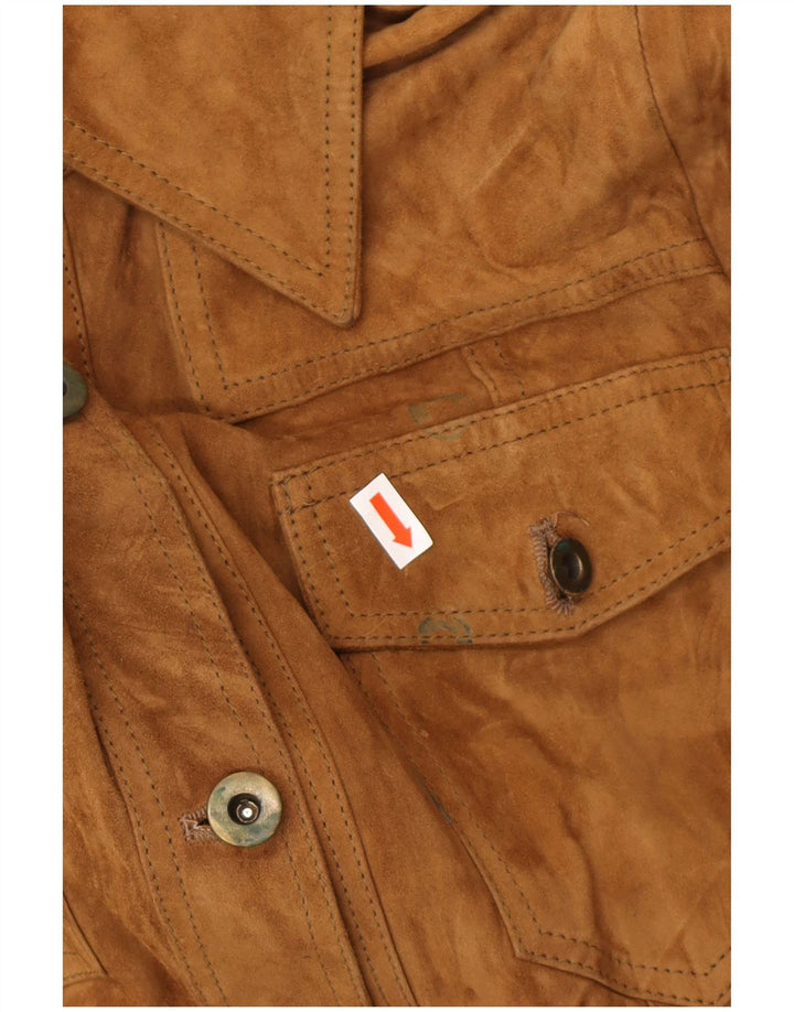 VINTAGE Militærjakke i ruskind til kvinder IT 42 medium brunt læder