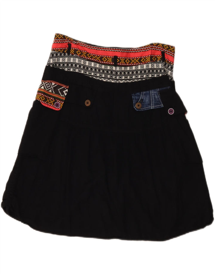 Desigual Dame grafisk A-line nederdel EU 38 Medium W30 Sort Patchwork