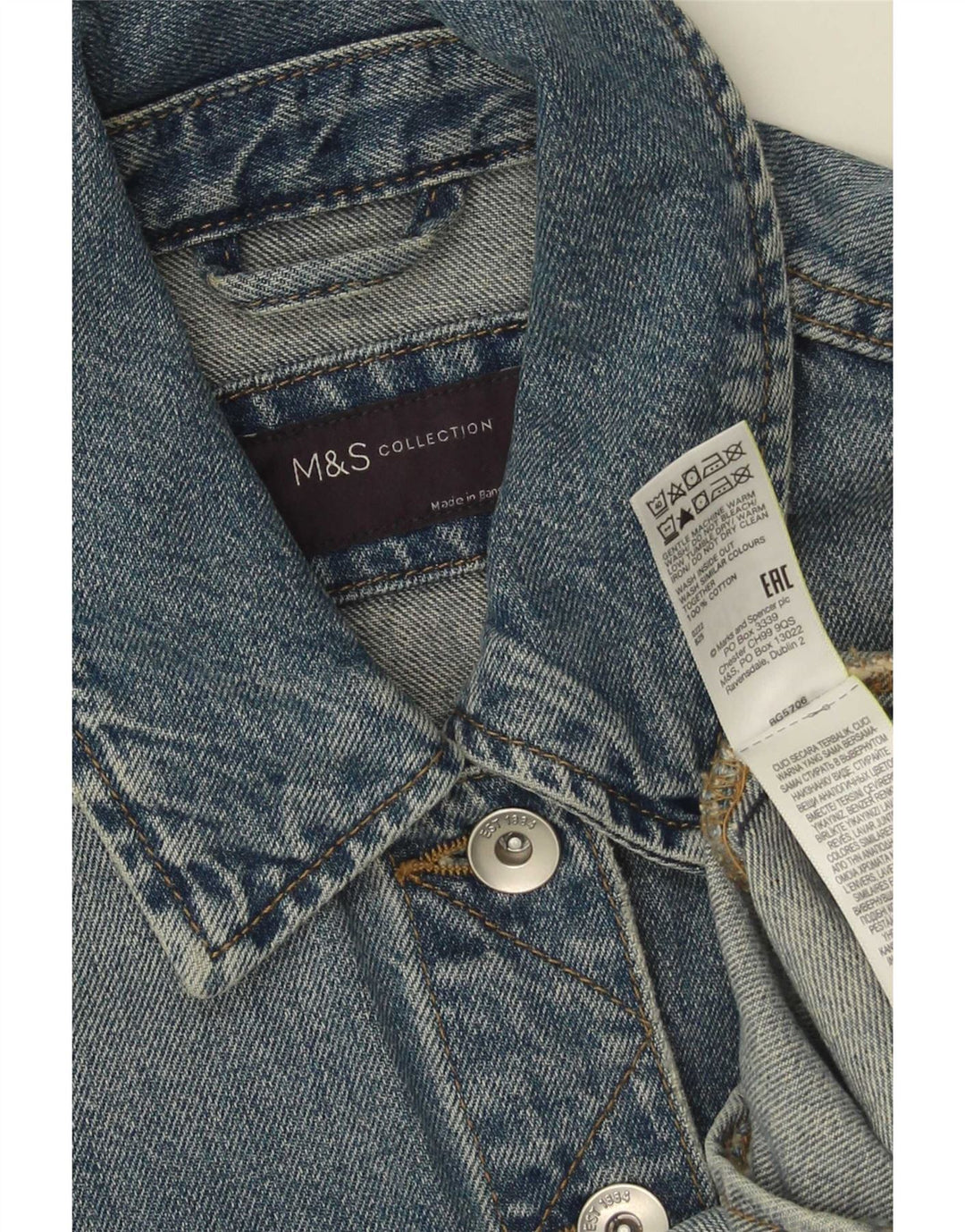 Marks & Spencer Dame denimjakke UK 10 Small Blue Cotton