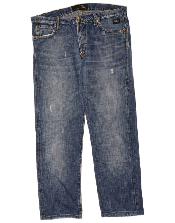 Roy Rogers Herre Distressed Straight Jeans W35 L29 Blå