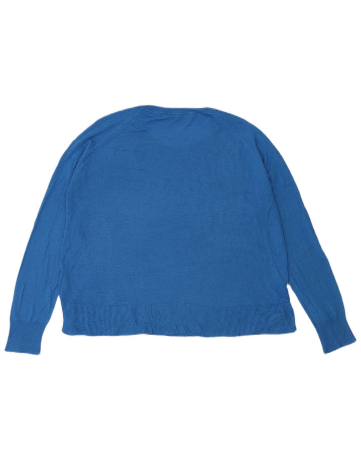 Zara Dame Oversized Boat Neck Jumper Sweater UK 10 Small Blue