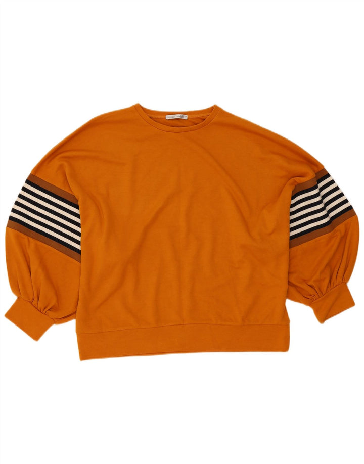 Zara Dame Oversized Sweatshirt Jumper UK 10 Small Orange Stribet