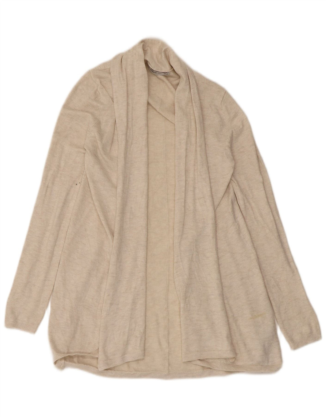 Zara Womens Open Cardigan Sweater UK 8 Small Beige Viscose