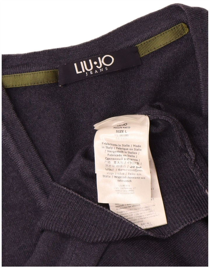 Liu Jo Herre cardigan sweater Stor marineblå uld