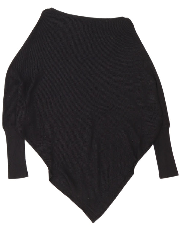 Zara Womens Oversized Asymmetrisk Boat Neck Jumper Sweater UK 10 Small Black