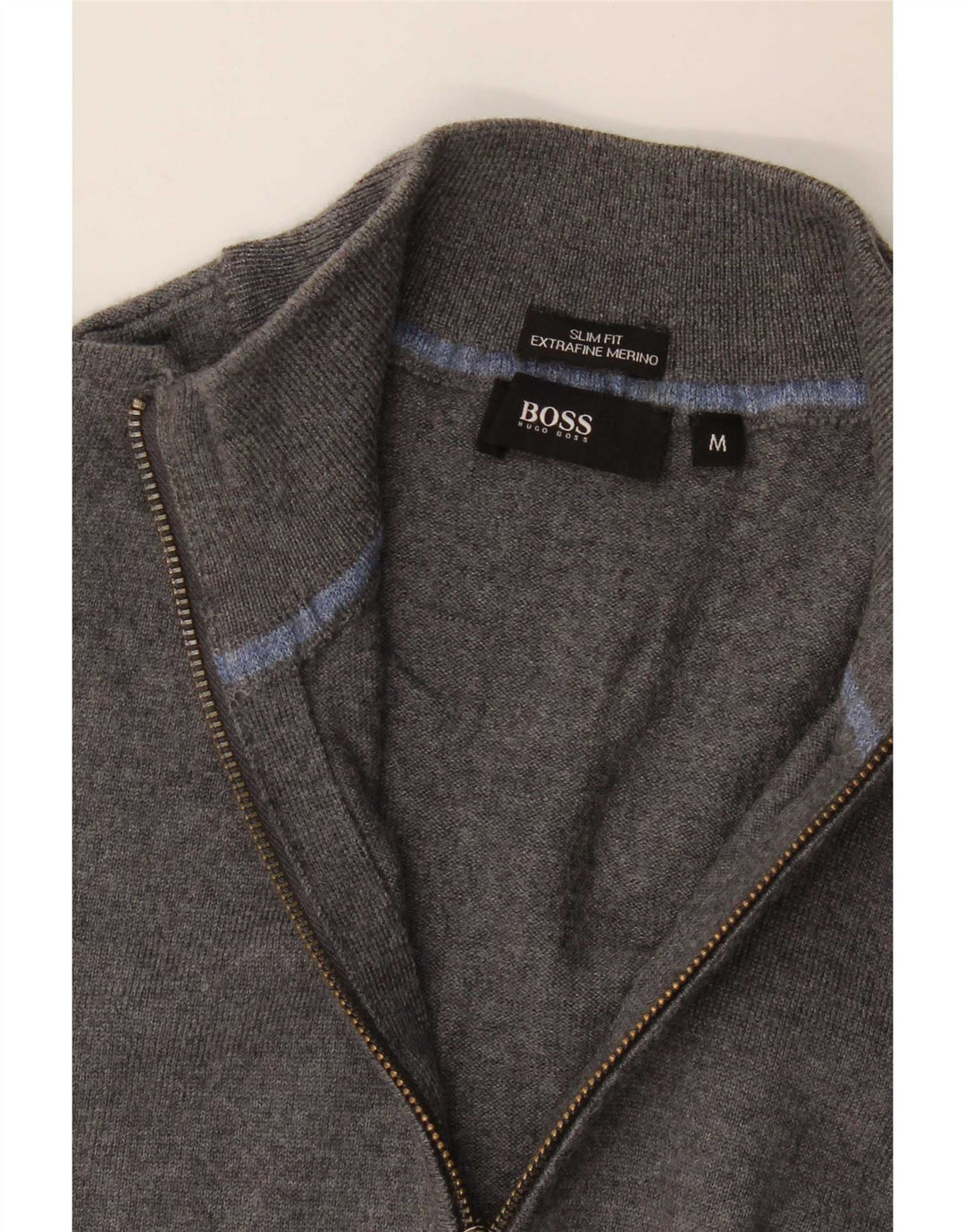 Hugo Boss Herre Slim Fit Cardigan Sweater Medium Grå Merinould