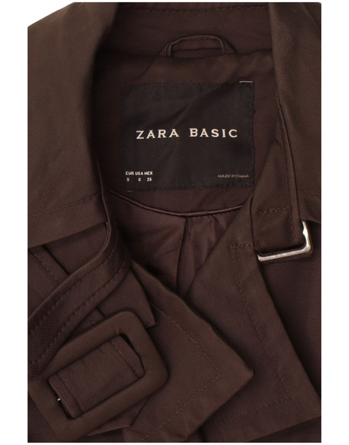 Zara Dame Dobbeltradet Trench Coat UK 10 Lille Brun