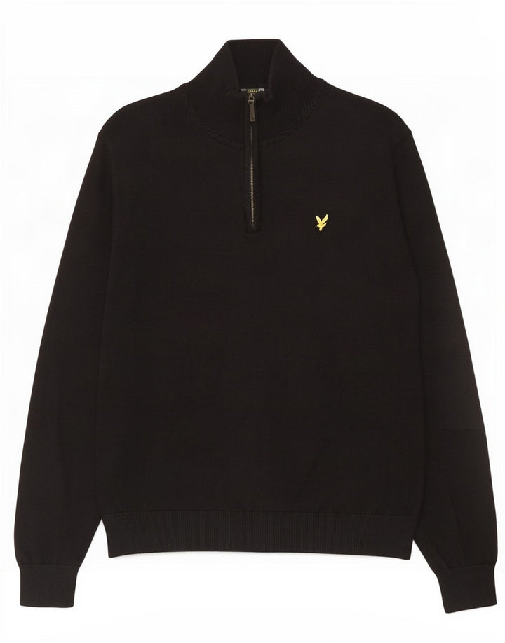 Lyle & Scott Herre sweater med lynlåshals XL sort bomuld