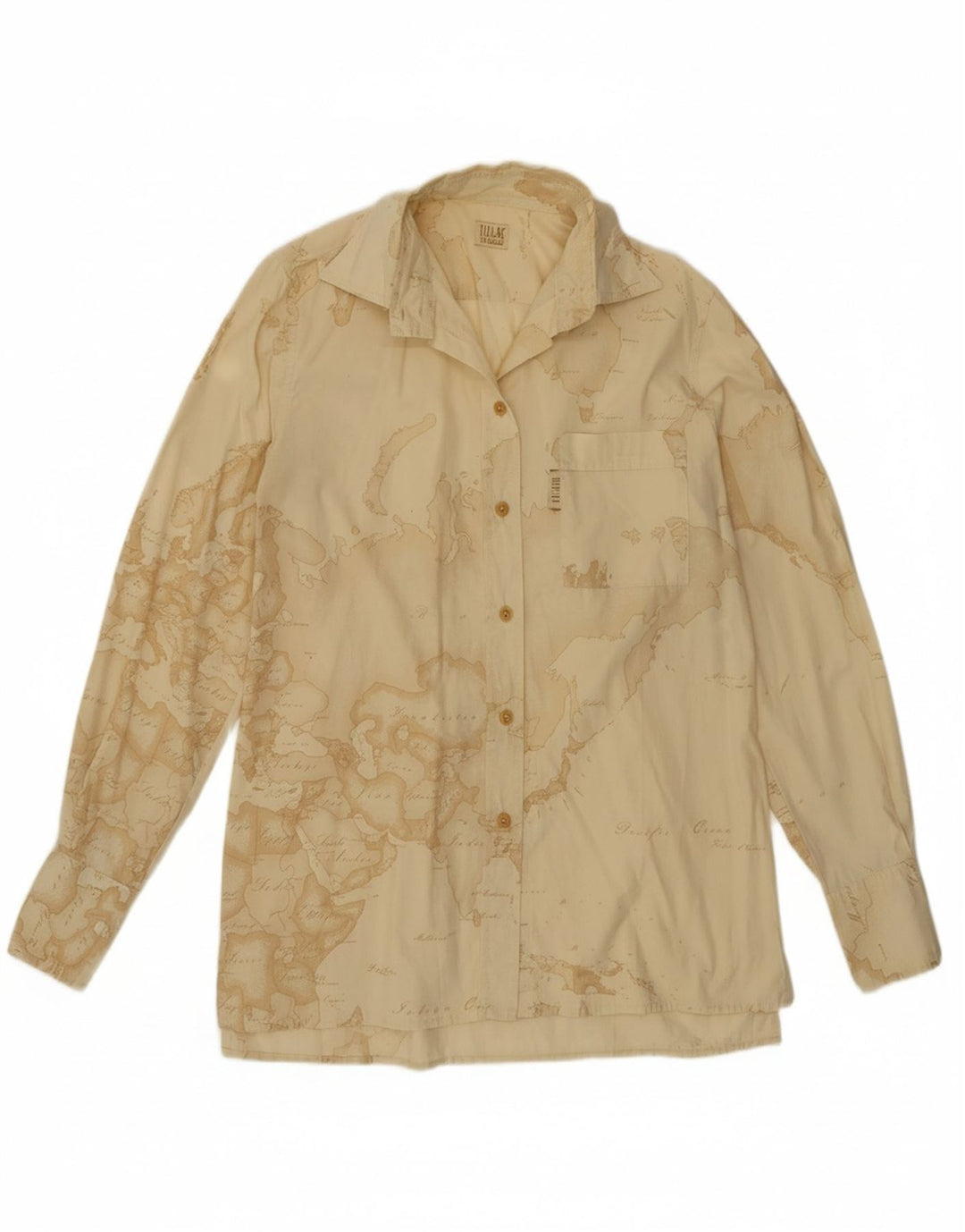 ALVIERO MARTINI Grafisk skjorte til kvinder IT 42 Medium Beige Bomuld