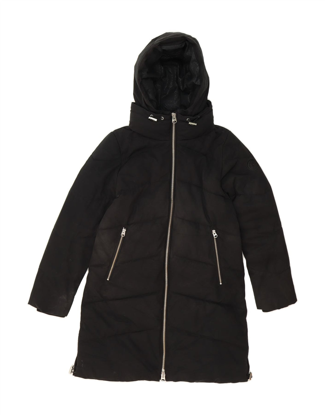 CALVIN KLEIN Womens Hooded Padded Coat UK 6 XS Black Polyester Vintage Calvin Klein and Second-Hand Calvin Klein from Messina Hembry 