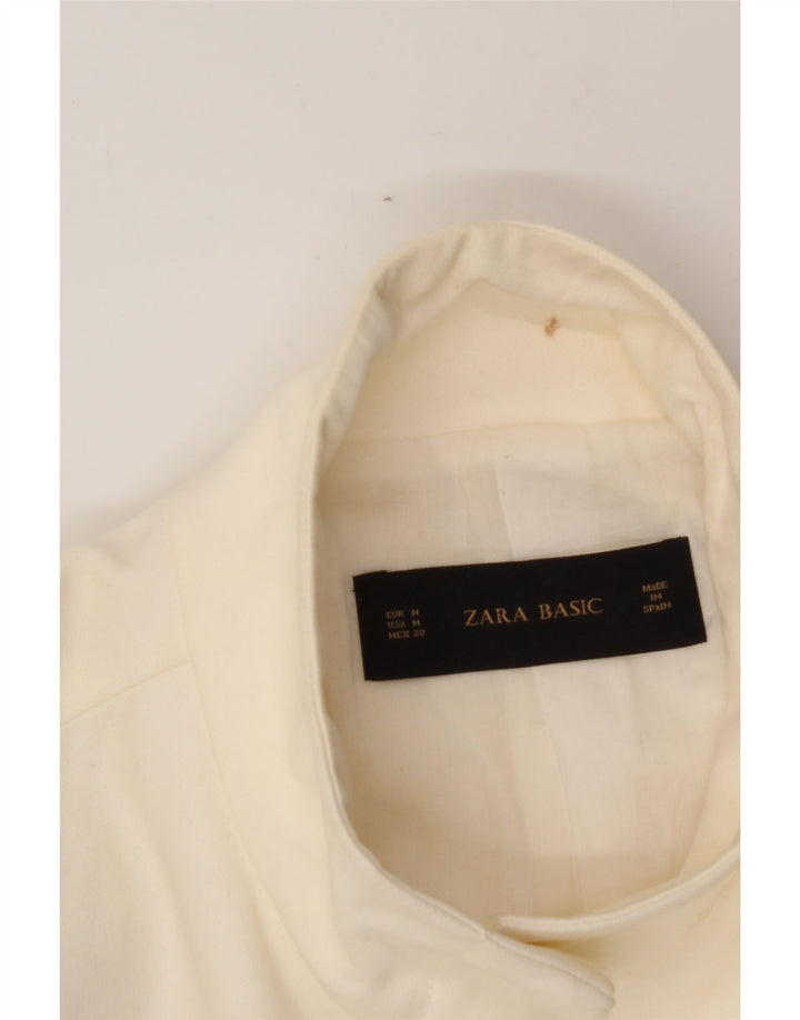 ZARA Womens Crop 3/4 Sleeve Bomber Jacket UK 14 Medium Off White Vintage Zara and Second-Hand Zara from Messina Hembry 