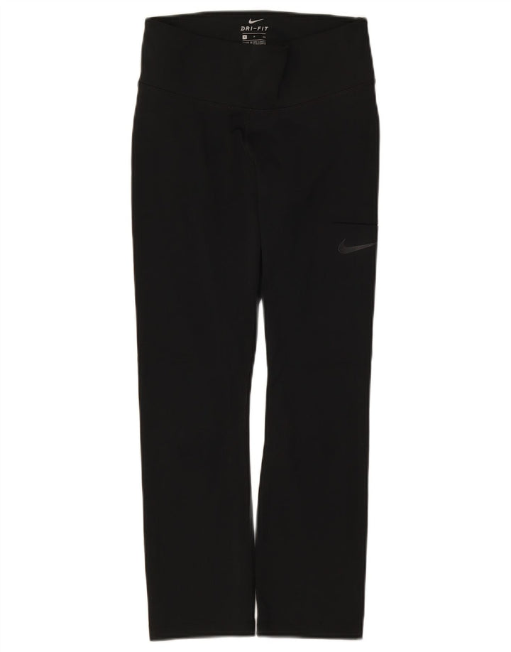 NIKE Womens Dri Fit Leggings UK 8 Small Black Polyester