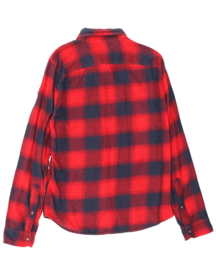 Hollister Herre flannelskjorte Stor marineblå ternet bomuld
