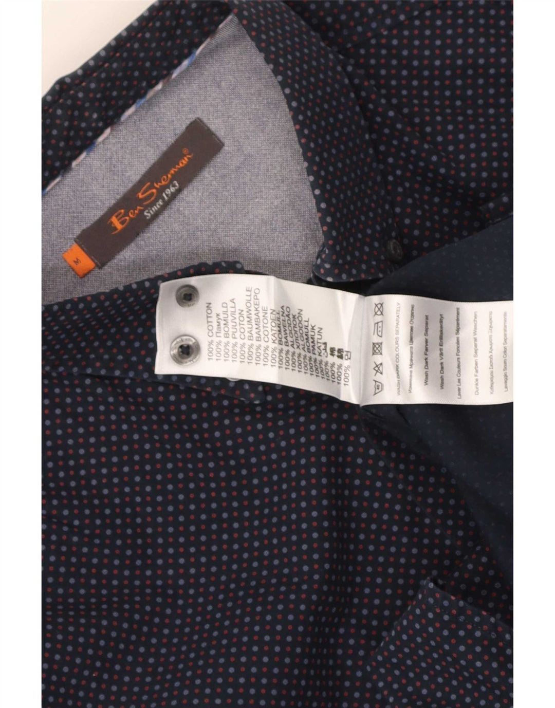 Ben Sherman Herreskjorte Medium Navyblå plettet bomuld