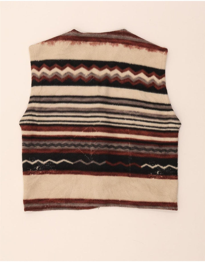 VINTAGE Dame Duffle Fleece Gilet UK 14 Medium Flerfarvet Stribet