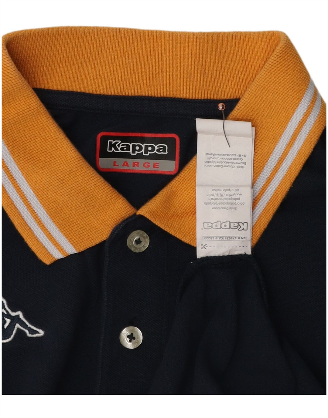 Kappa Polo Shirt til mænd Large Navy Blue Colourblock Bomuld