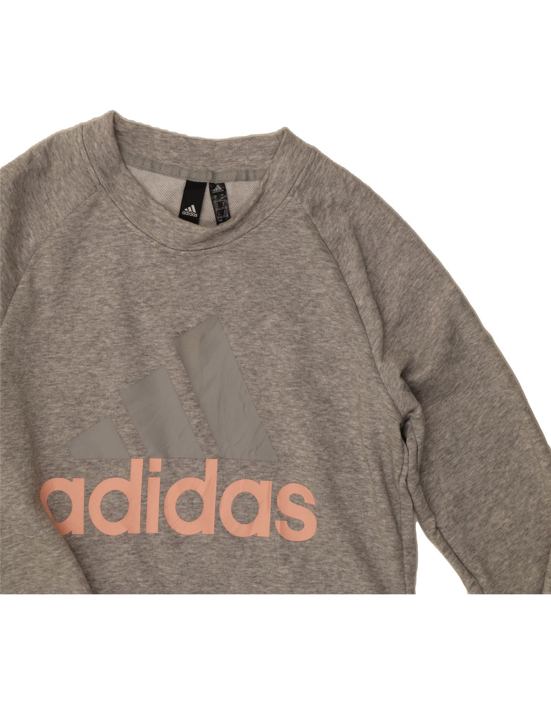 ADIDAS Womens Graphic Sweatshirt Jumper UK 12/14 Medium Grey Cotton Vintage Adidas and Second-Hand Adidas from Messina Hembry 