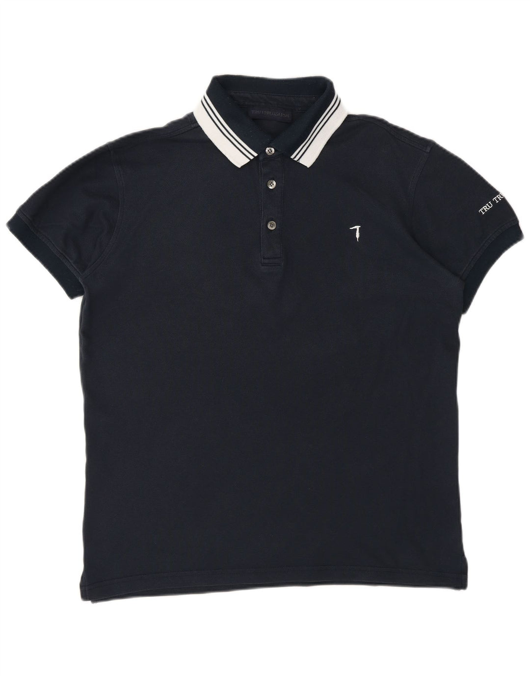TRUSSARDI Mens Polo Shirt Medium Navy Blue