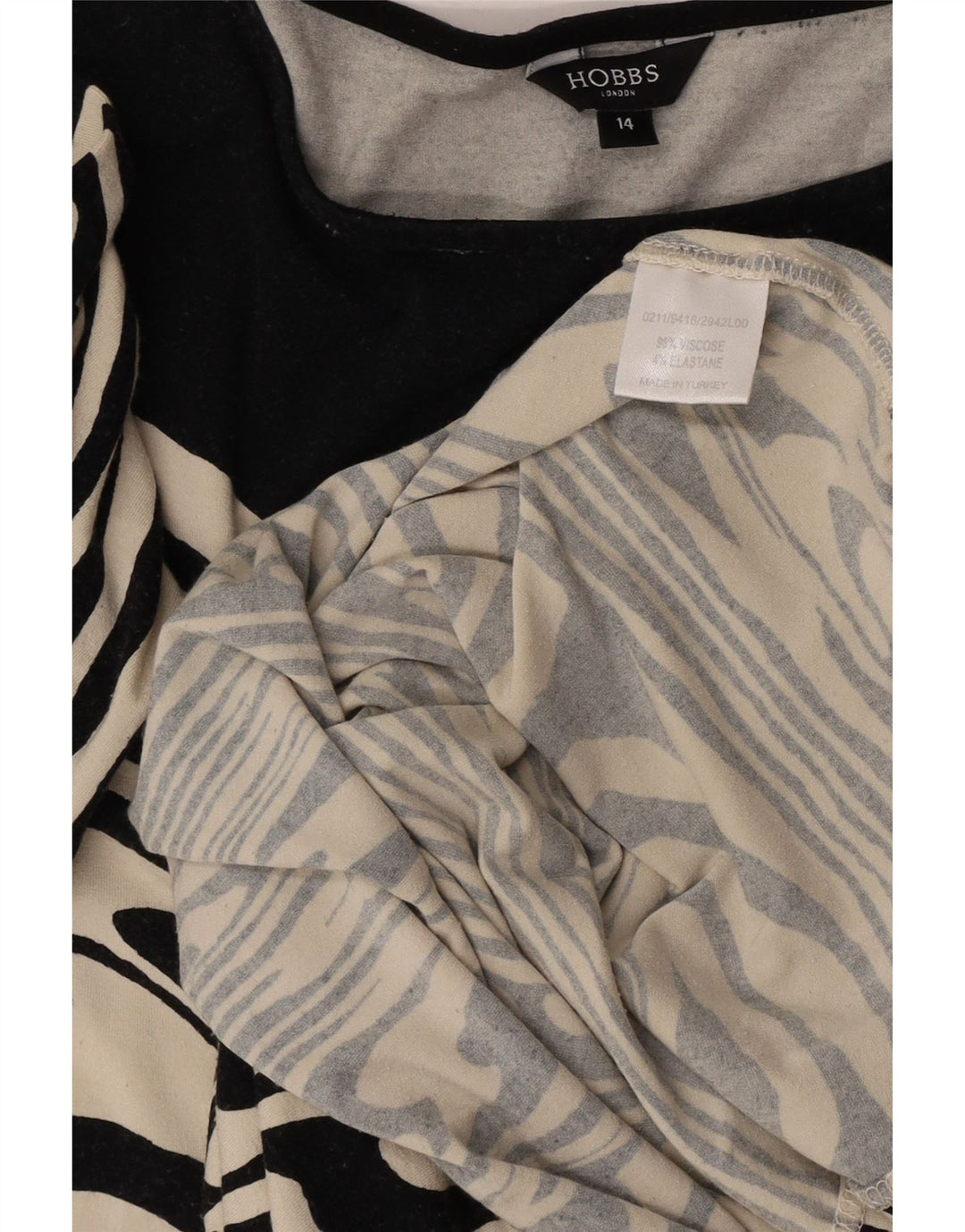 Hobbs Womens Shift Dress UK 14 Medium Off White Animal Print Viscose