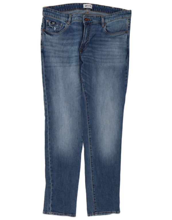 Gas Herre Distressed Slim Jeans W38 L32 Blå Bomuld