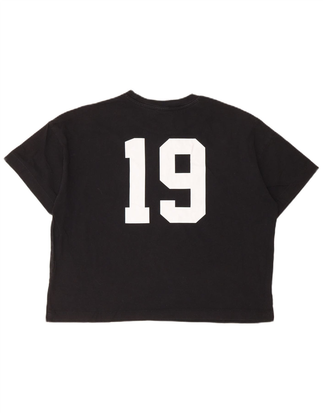 CHAMPION Womens Crop Oversized grafisk T-shirt top UK 10 Small Black