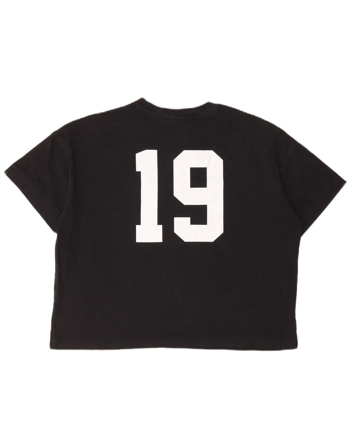 CHAMPION Womens Crop Oversized grafisk T-shirt top UK 10 Small Black