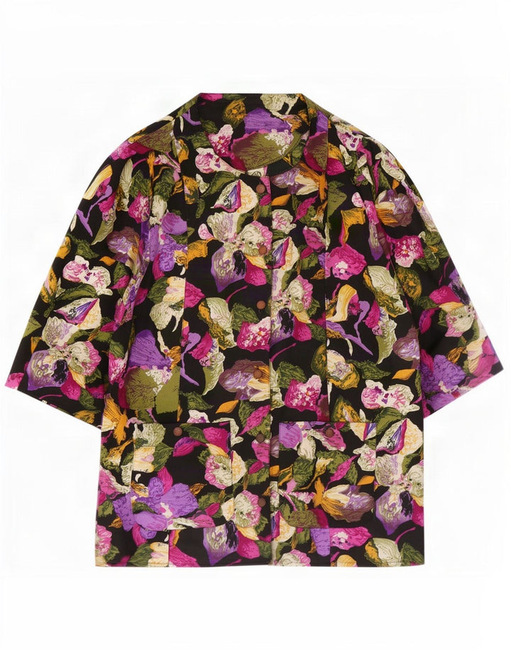 C&A skjortebluse med 3/4 ærmer til kvinder EU 46 XL flerfarvet blomsterpolyester