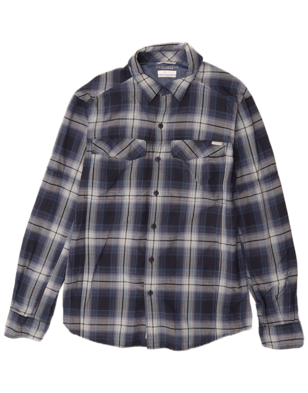 Columbia Herre Omni-Shade skjorte Medium Navy Blue Check