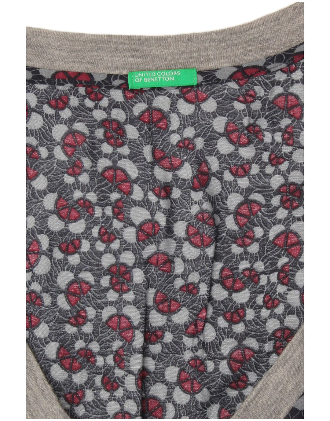 Benetton Damebluse Top UK 10 Small Grey Floral