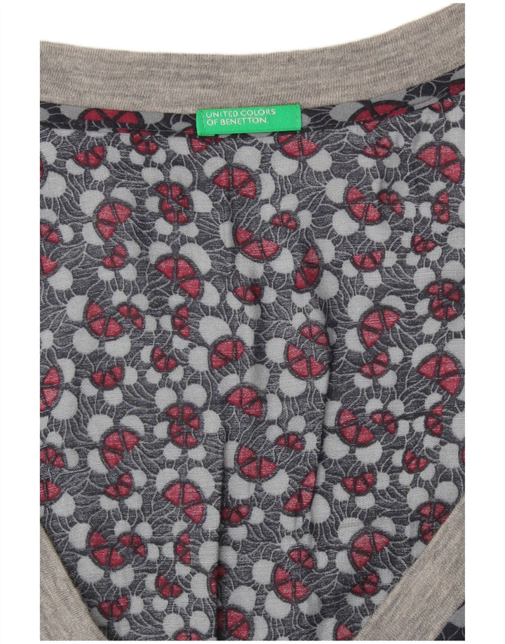 Benetton Damebluse Top UK 10 Small Grey Floral