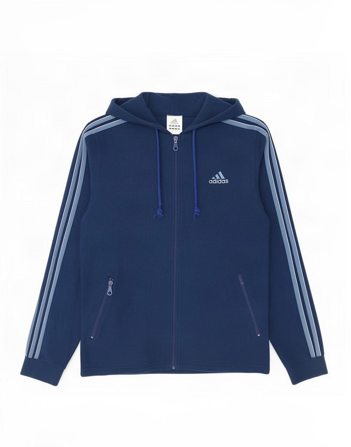 Adidas Fleecejakke med hætte til mænd UK 34/36 Lille marineblå polyester