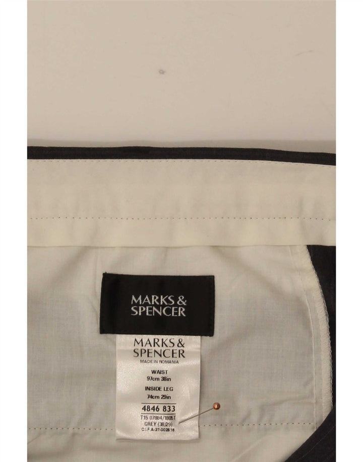 Marks & Spencer Herre lige jakkesætsbukser W38 L29 Grå nålestribe