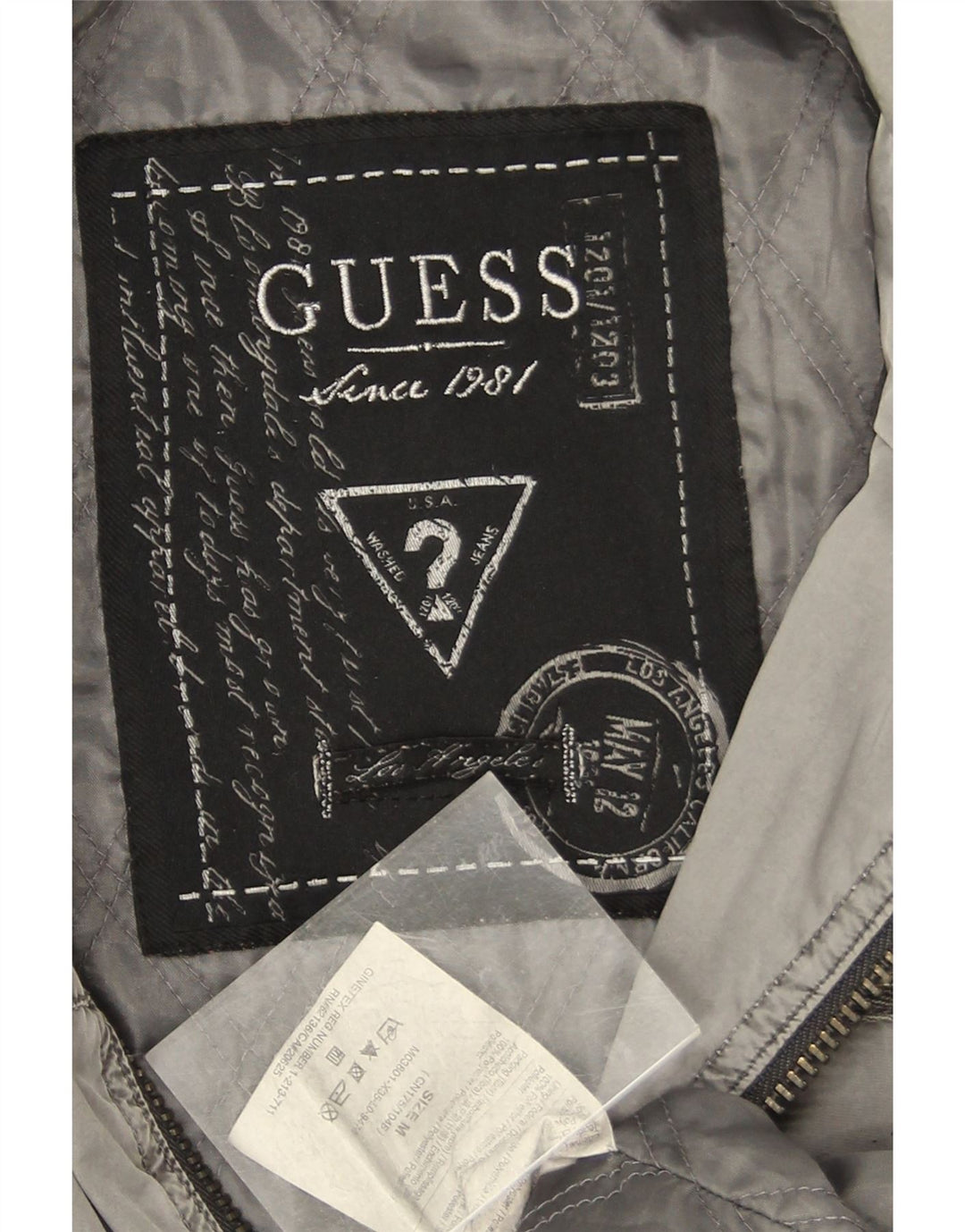 Guess Herre Bomber Jacket UK 38 Medium Grey Polyester