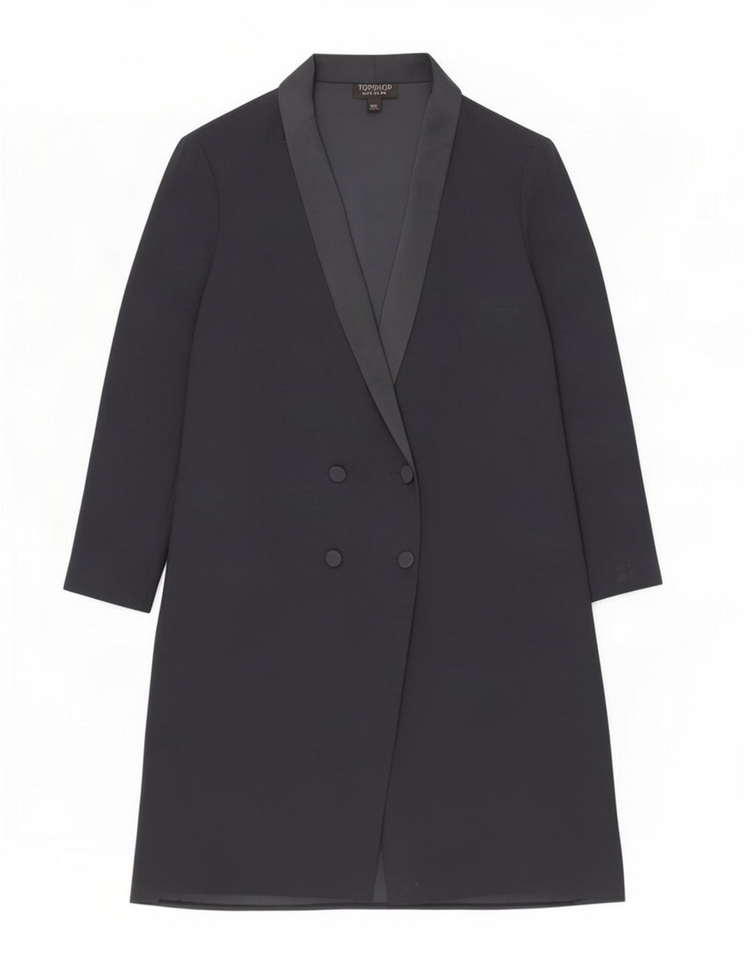Topshop Dame Longline Double Breasted Blazer Jacket UK 10 Small Navy Blue