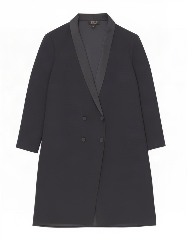 Topshop Dame Longline Double Breasted Blazer Jacket UK 10 Small Navy Blue