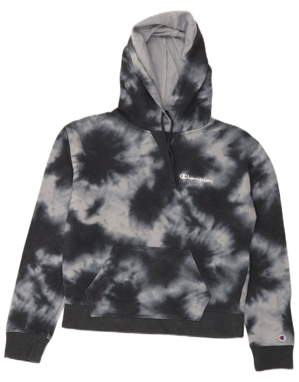 CHAMPION Dame Hættetrøje UK 10 Small Black Tie Dye Bomuld