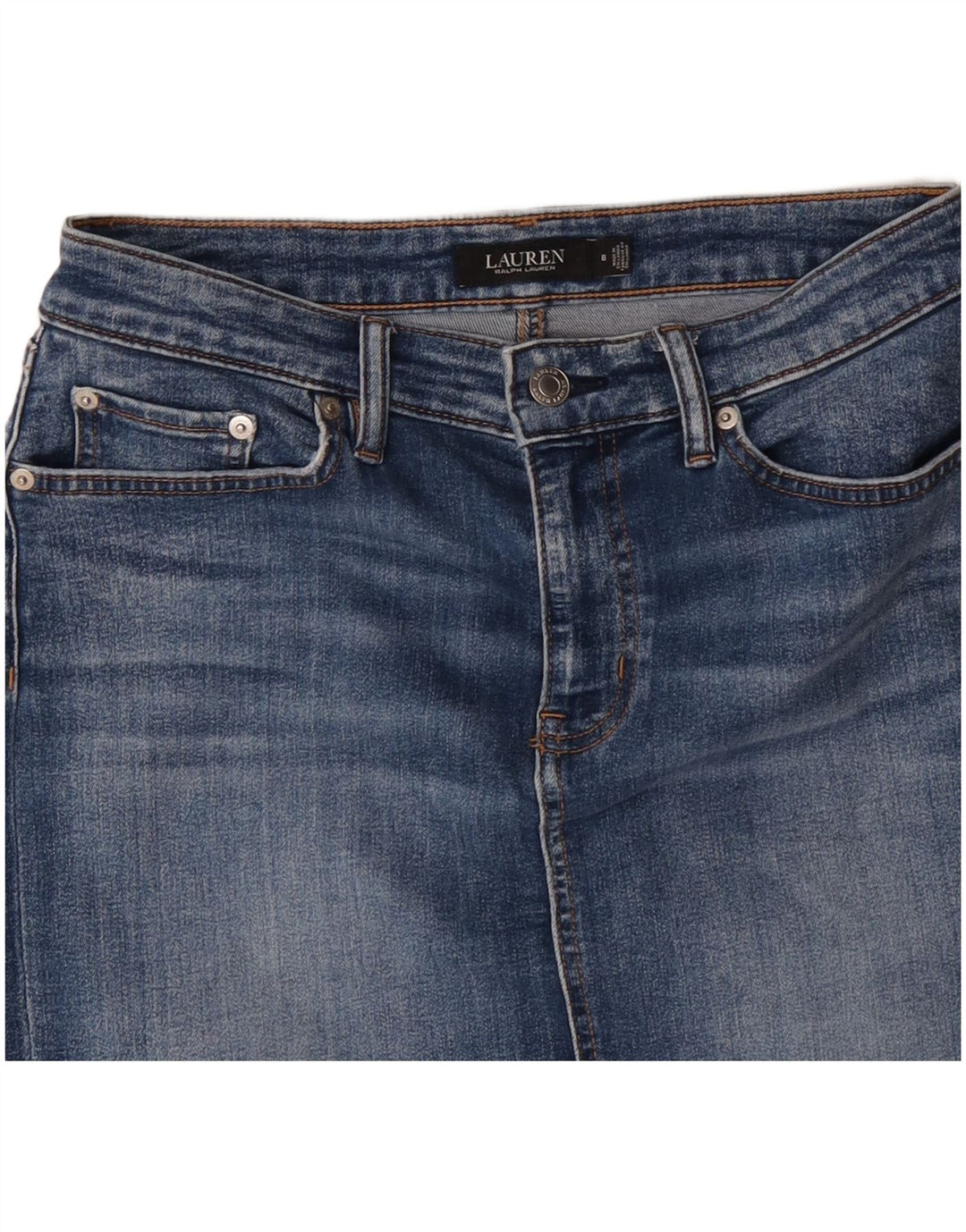 RALPH LAUREN Dame Denim Nederdel US 8 Medium W30 Blå Polyester