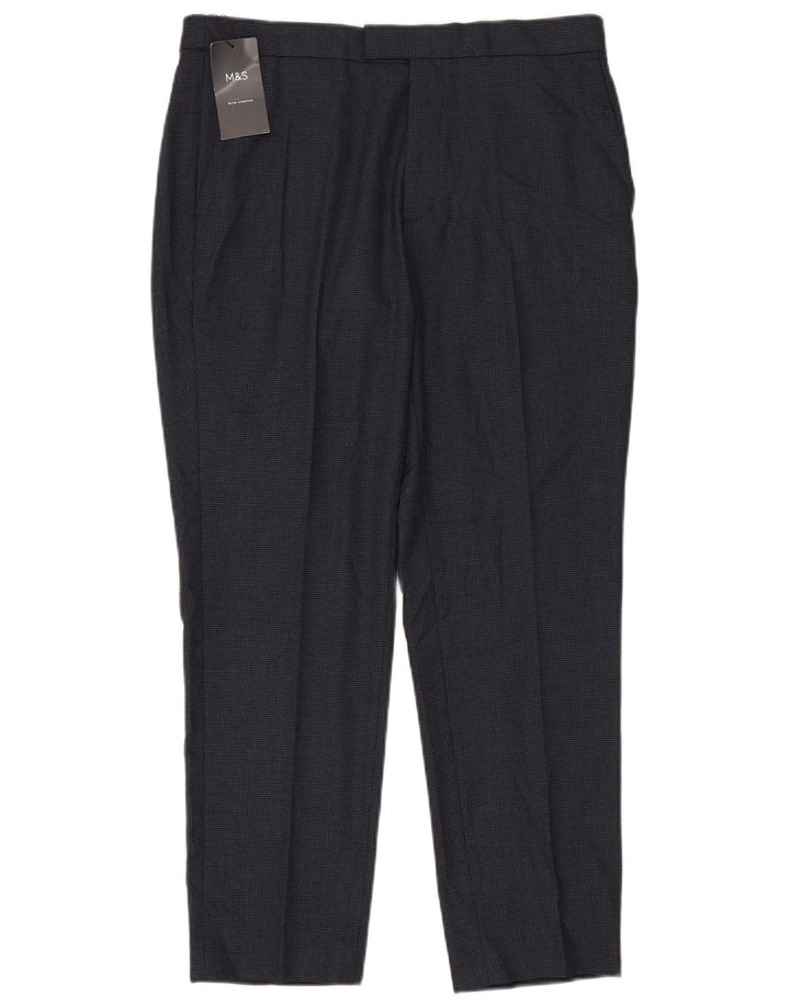 Marks & Spencer Herre tilspidsede jakkesætsbukser W36 L29 Marineblå polyester