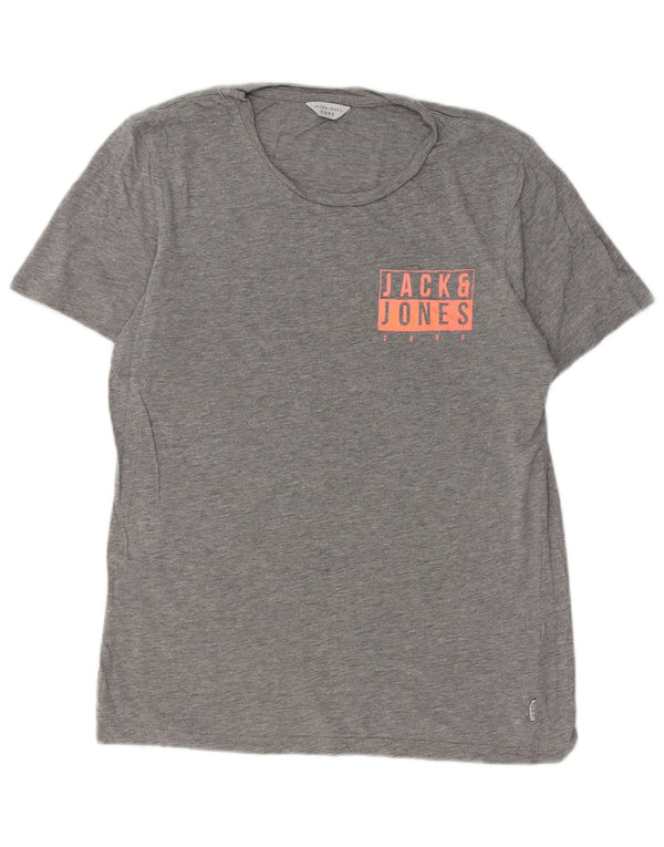 JACK & JONES Herre grafisk T-shirt top lille grå bomuld