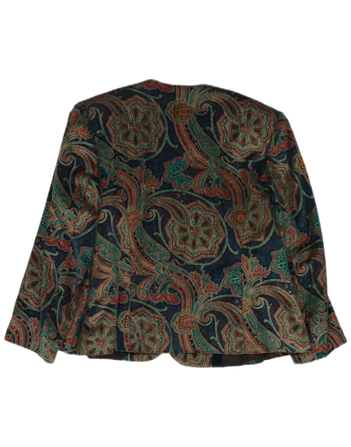 Vintage dame 3/4-ærmet blazerjakke UK 14 Medium Flerfarvet Paisley