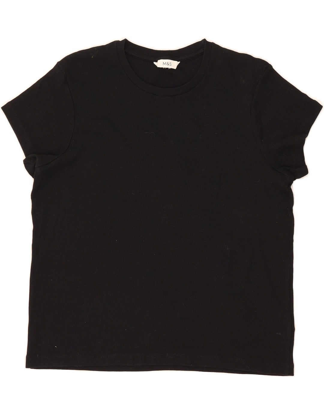MARKS & SPENCER Womens T-Shirt Top UK 20 2XL Black Cotton Vintage Marks & Spencer and Second-Hand Marks & Spencer from Messina Hembry 