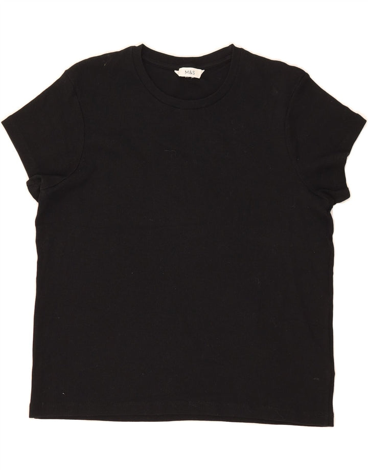 MARKS & SPENCER Womens T-Shirt Top UK 20 2XL Black Cotton Vintage Marks & Spencer and Second-Hand Marks & Spencer from Messina Hembry 