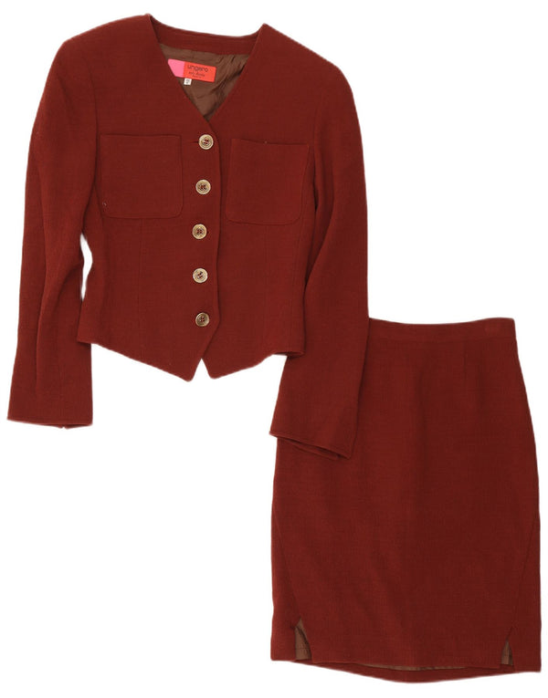 Ungaro Womens 5 Button 2 Piece Skirt Set IT 40 Small W28 Maroon Wool
