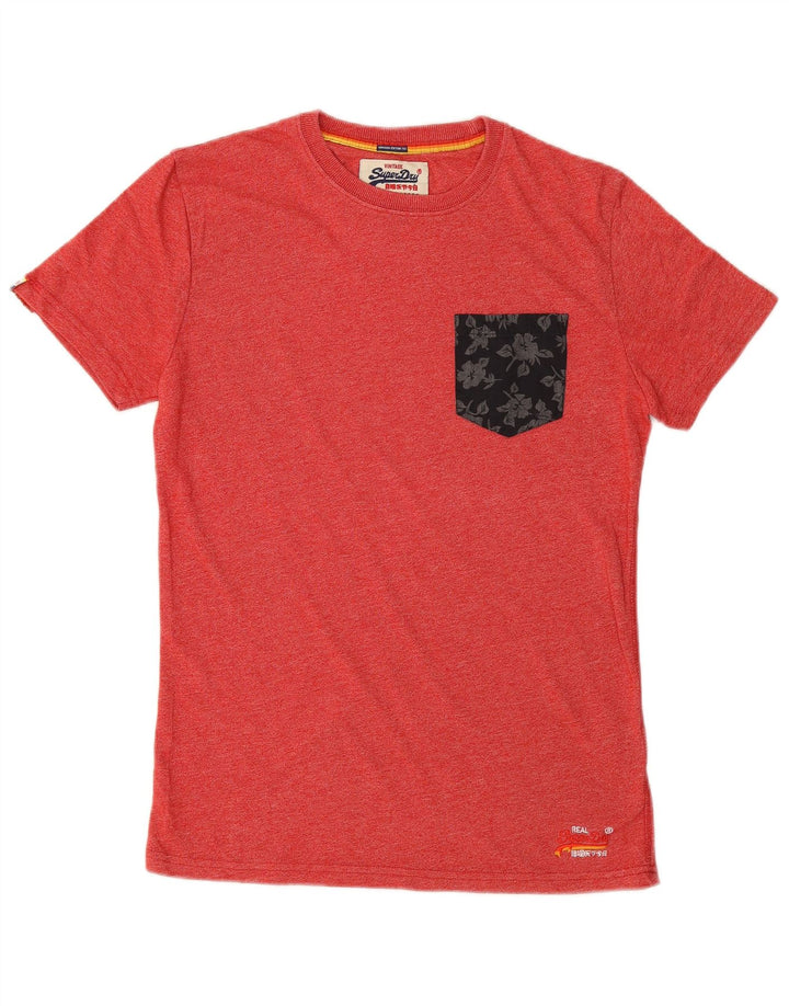 Superdry T-shirt top til mænd, lille rød flækket bomuld