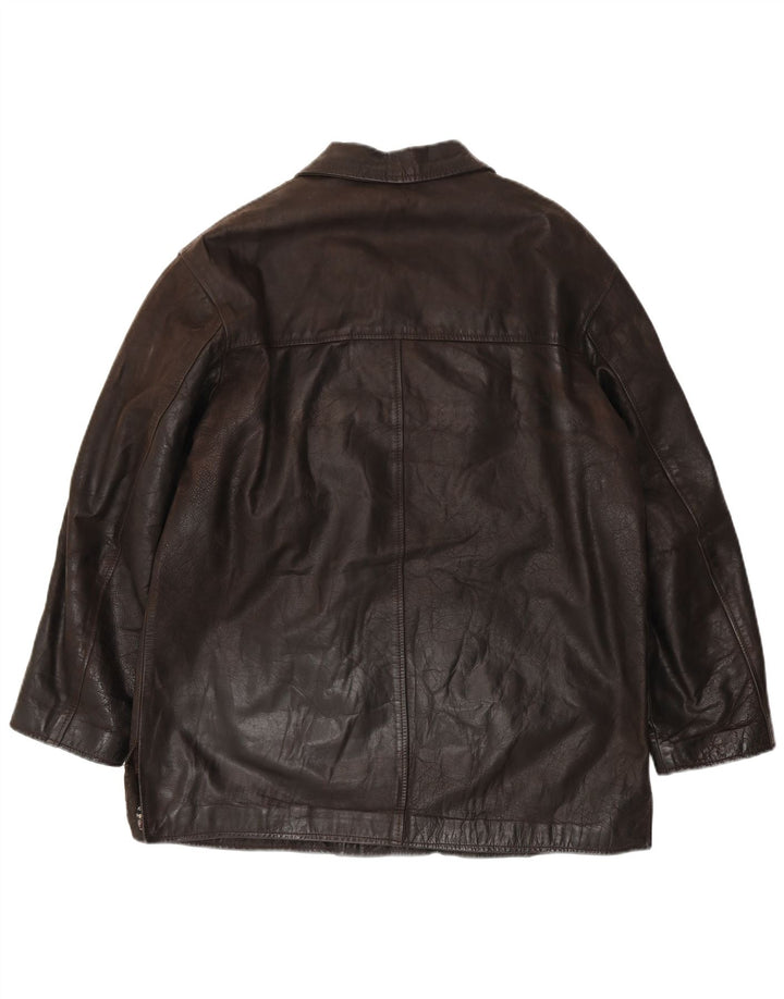 Vintage herre læderjakke IT 54 2XL brunt læder